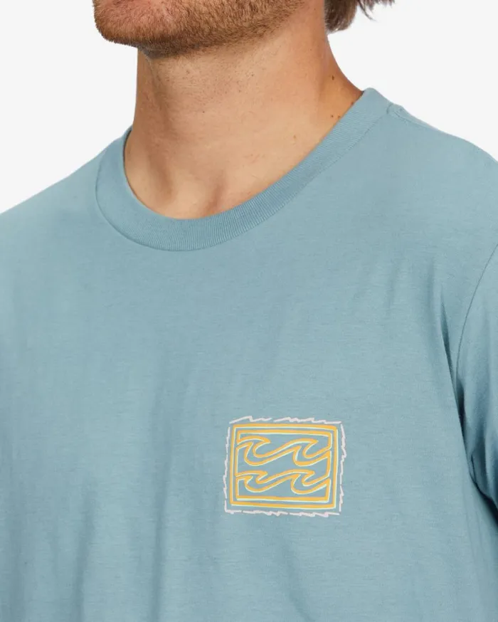 Crayon Wave Long Sleeve TShirt Washed Blue Men Billabong TShirts
