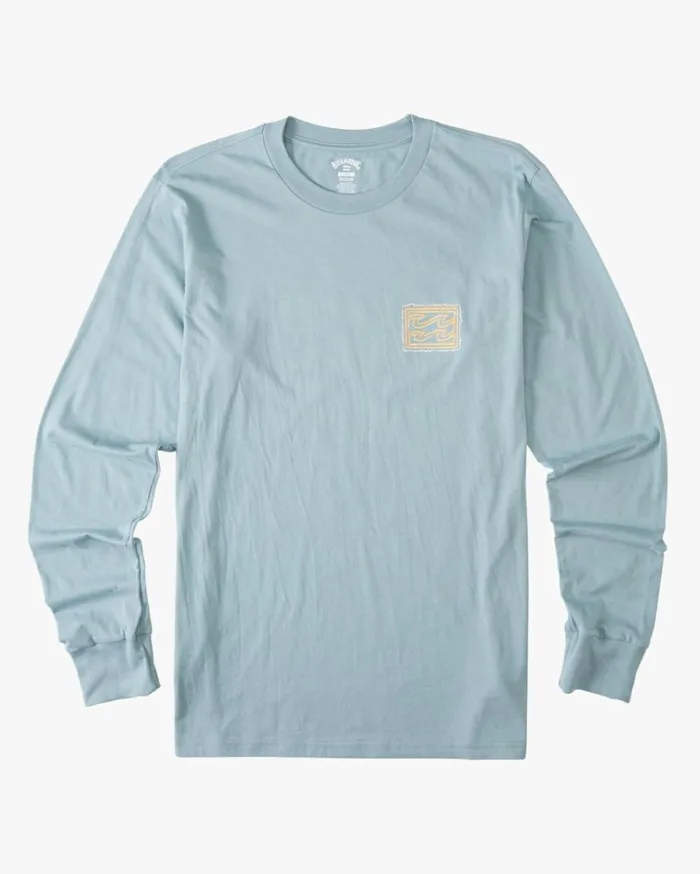 Crayon Wave Long Sleeve TShirt Washed Blue Men Billabong TShirts