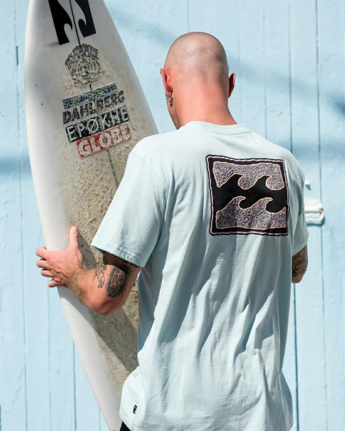 Crayon Wave Short Sleeve TShirt Coastal Blue Men Billabong TShirts