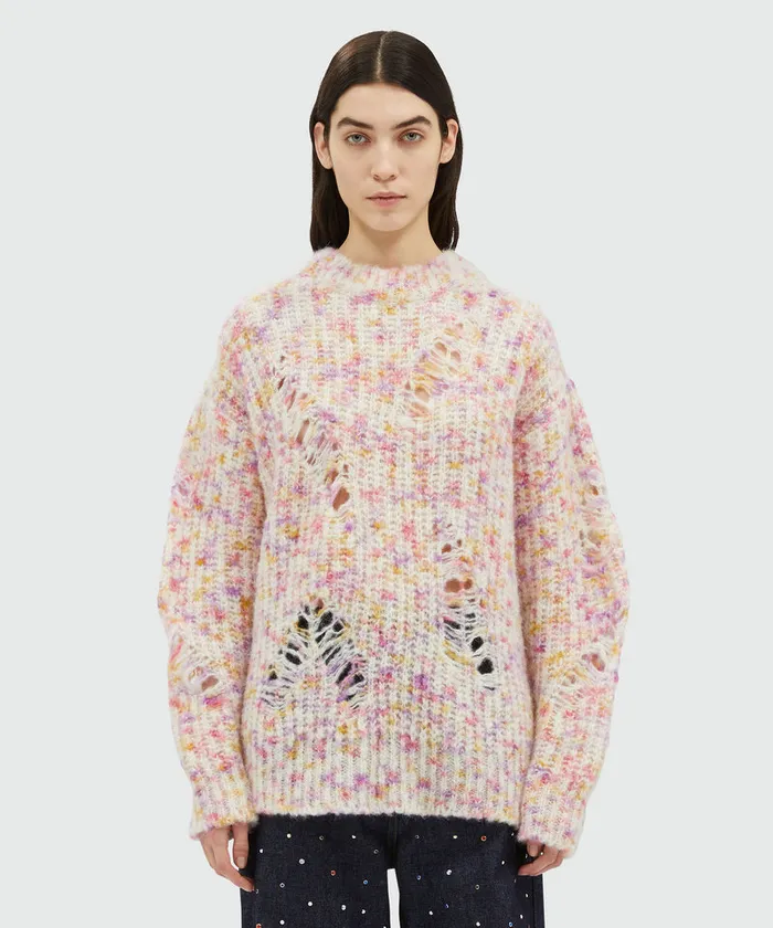 Cream Alpaca And Wool Sweater Women MSGM Knitwear