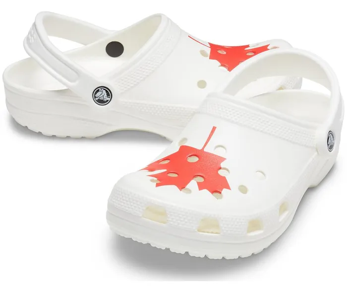 Crocs Classic Canadian Flag Clog White WomensMens Clogs