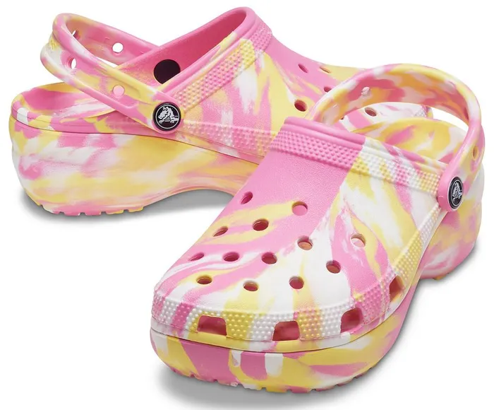 Crocs Classic Platform Marbled Clog Pink Lemonade Multi Womens Clogs
