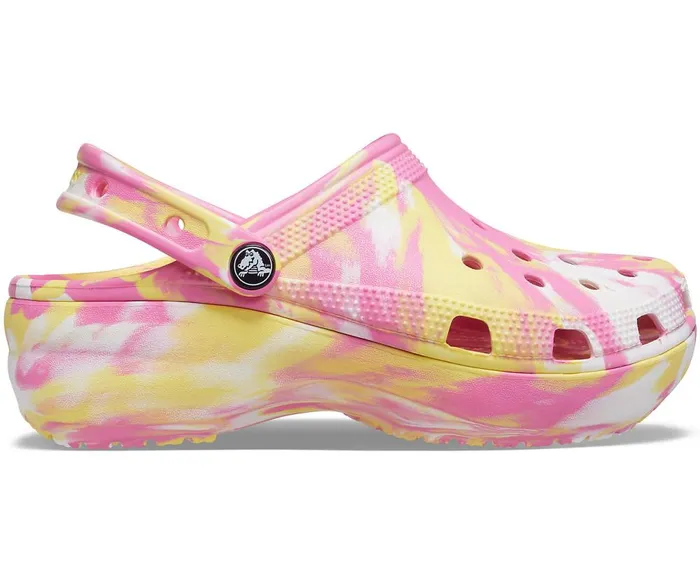 Crocs Classic Platform Marbled Clog Pink Lemonade Multi Womens Clogs