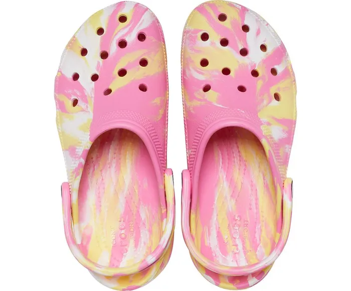 Crocs Classic Platform Marbled Clog Pink Lemonade Multi Womens Clogs