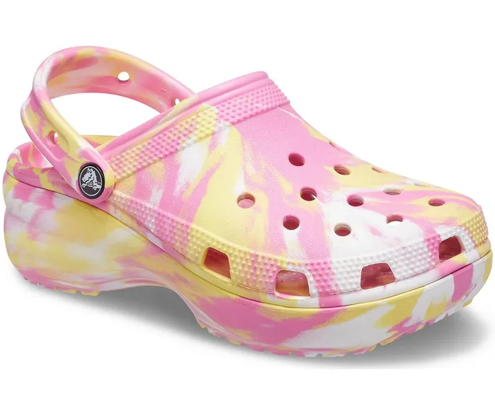 Crocs Classic Platform Marbled Clog Pink Lemonade Multi Womens Clogs