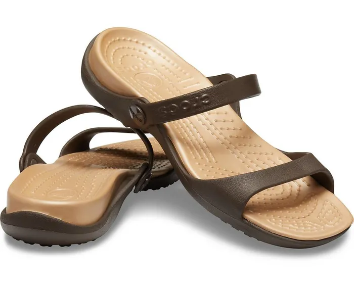 Crocs Cleo Sandal Espresso Gold Womens Sandals