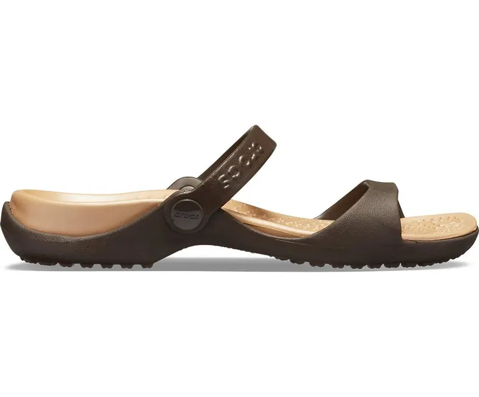 Crocs Cleo Sandal Espresso Gold Womens Sandals