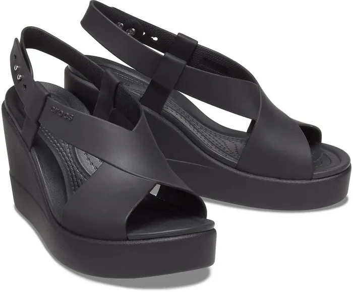 Crocs Crocs Brooklyn High Wedge Black Black Womens Sandals