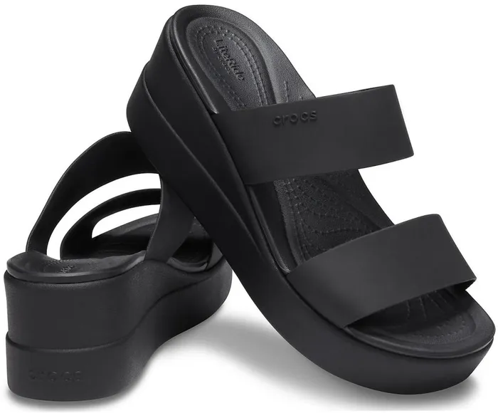Crocs Crocs Brooklyn Mid Wedge Black Black Womens Sandals