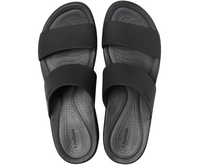 Crocs Crocs Brooklyn Mid Wedge Black Black Womens Sandals