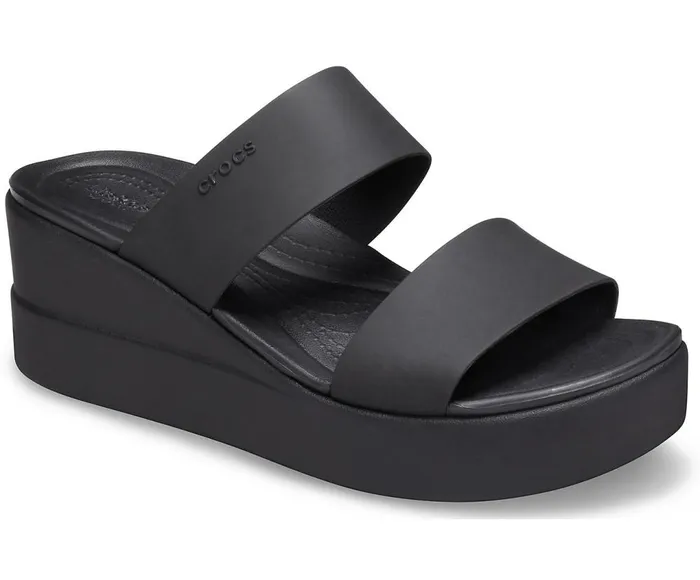 Crocs Crocs Brooklyn Mid Wedge Black Black Womens Sandals