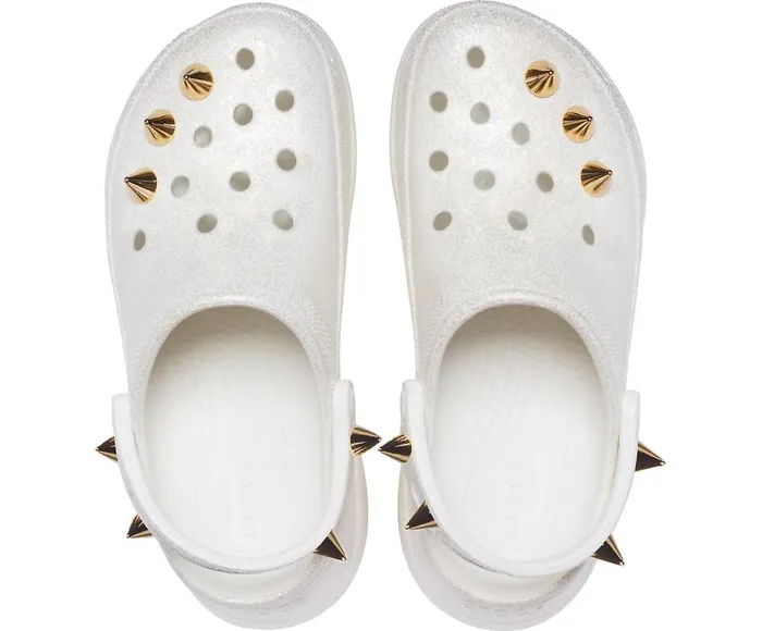 Crocs Crocs Classic Bae Glitter Stud Clog White Womens Clogs