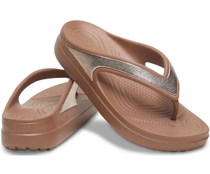 Crocs Crocs Sloane Shine Wedge Flip Bronze Womens FlipFlops