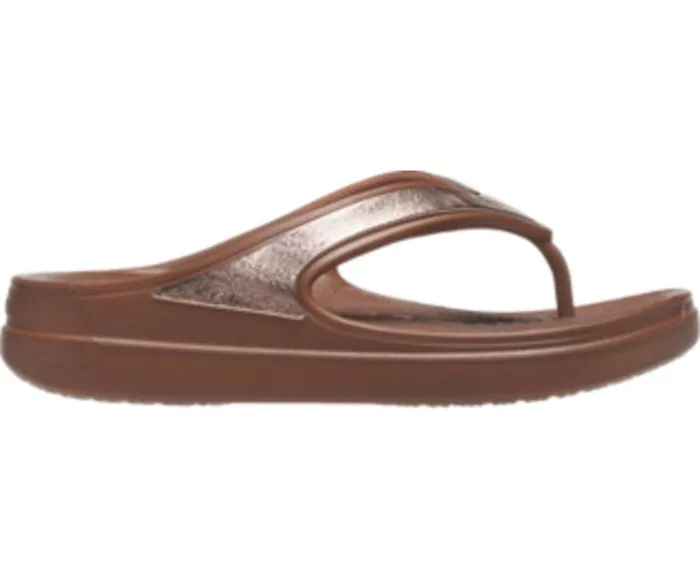 Crocs Crocs Sloane Shine Wedge Flip Bronze Womens FlipFlops