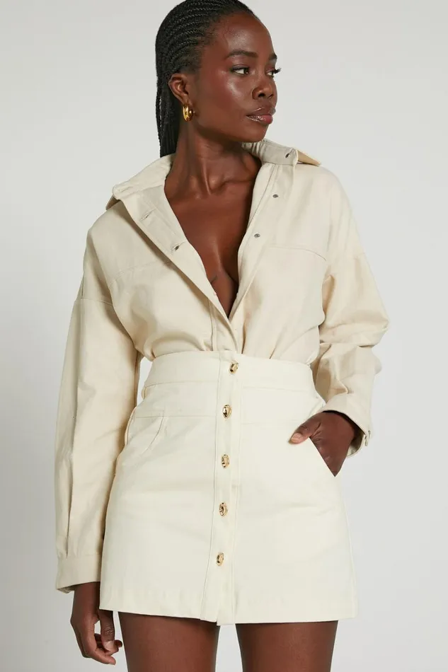 Dallas Jacket 8211 Collared Button Through Long Sleeve In Stone Women Showpo Jackets and Coats