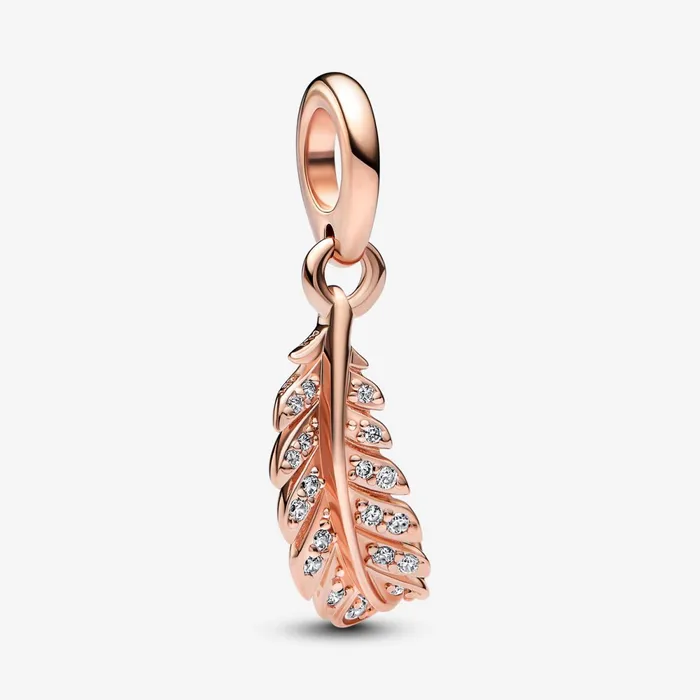 Dangle Charms Women Pandora Floating Curved Feather Dangle Charm