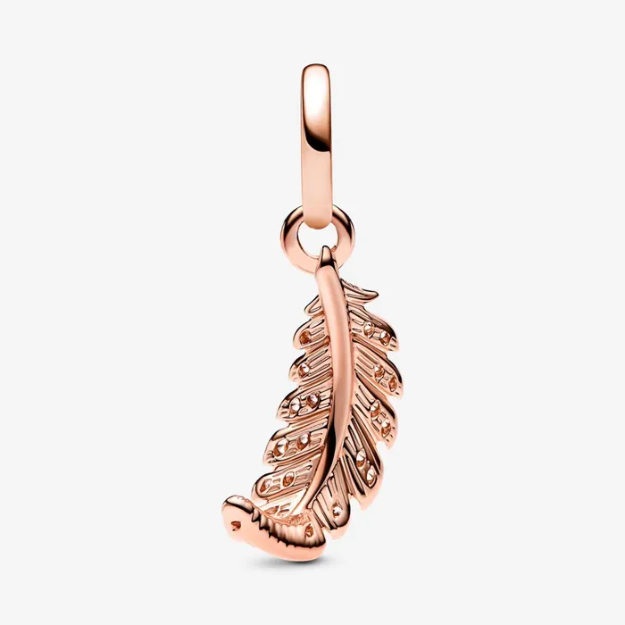 Dangle Charms Women Pandora Floating Curved Feather Dangle Charm