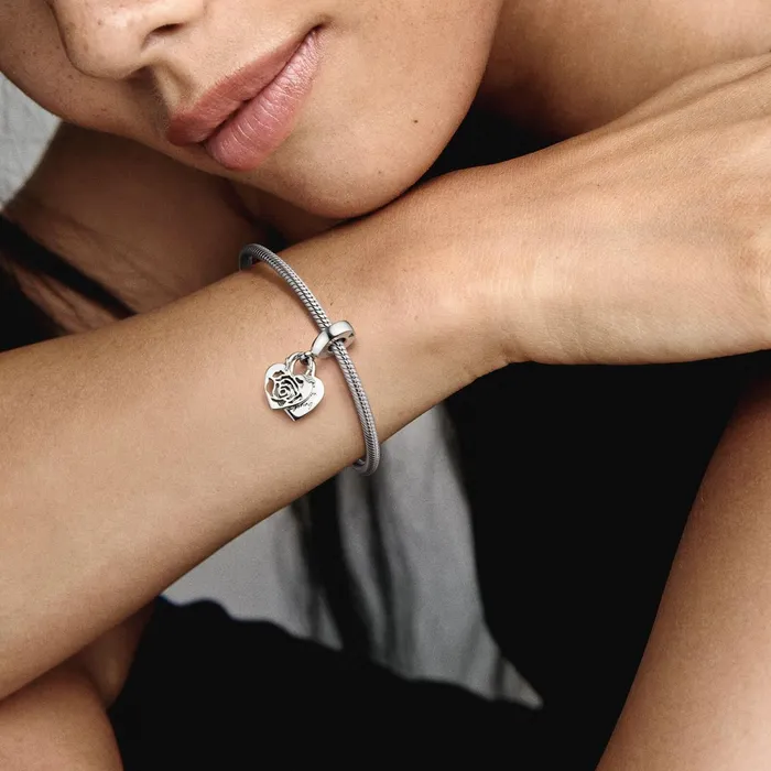 Dangle Charms Women Pandora Rose Heart Padlock Dangle Charm