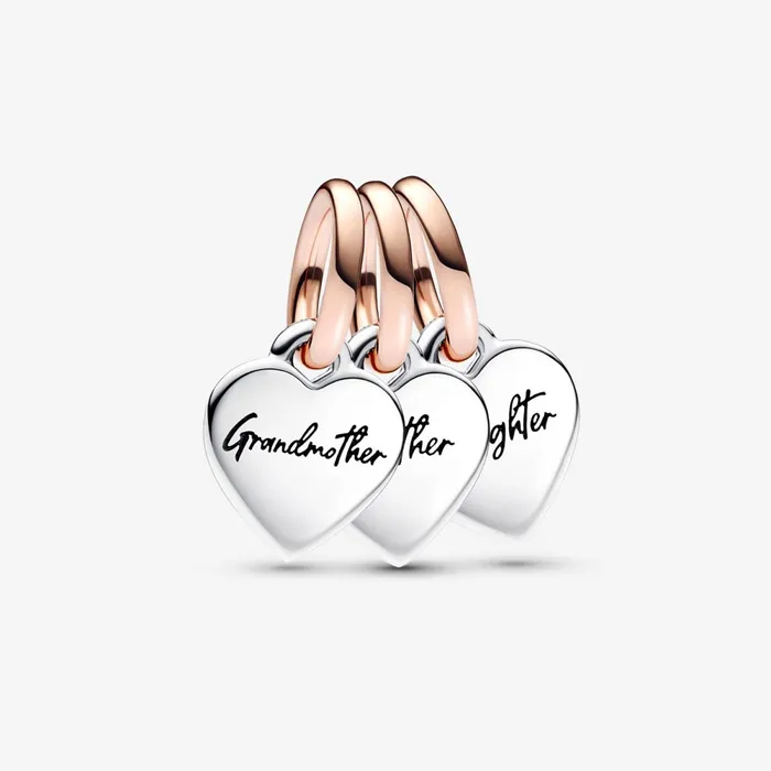 Dangle Charms Women Pandora Twotone Splittable Family Generation Of Hearts Triple Dangle Charm