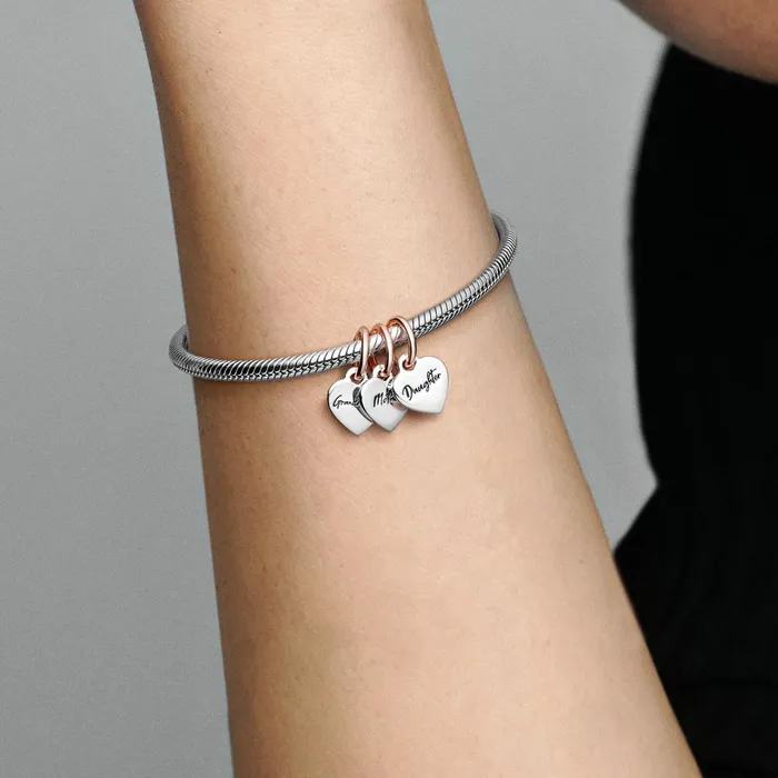 Dangle Charms Women Pandora Twotone Splittable Family Generation Of Hearts Triple Dangle Charm
