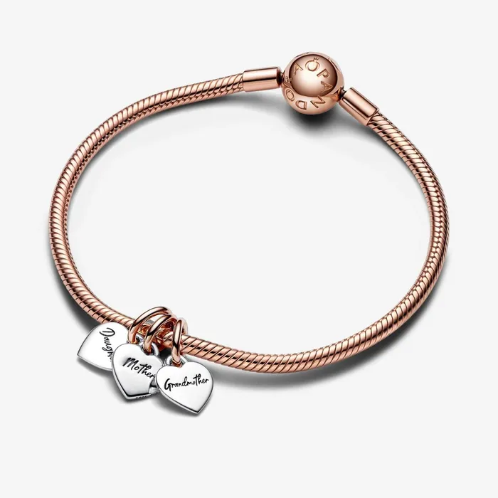 Dangle Charms Women Pandora Twotone Splittable Family Generation Of Hearts Triple Dangle Charm