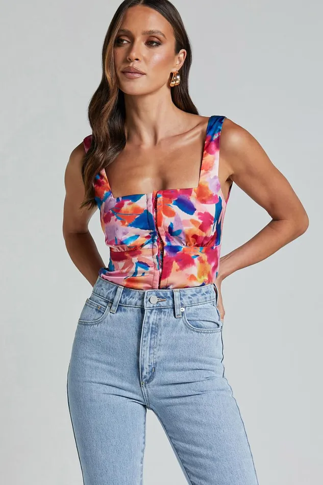 Davian Top 8211 Wide Strap Straight Neck Corset In Multi Women Showpo Tops