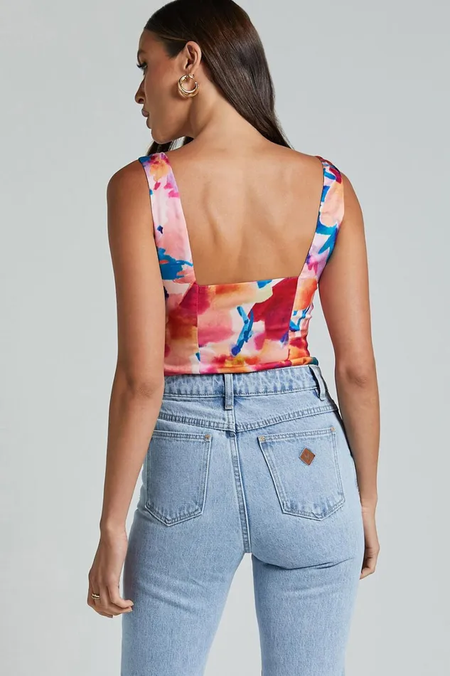 Davian Top 8211 Wide Strap Straight Neck Corset In Multi Women Showpo Tops