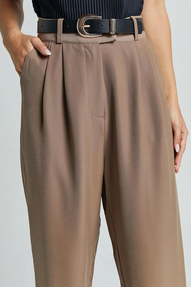 Delailah Pants 8211 Tailored High Waisted Pleat Front Tapered Leg In Cappuccino Women Showpo Pants