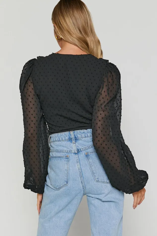 Delilah Bodysuit 8211 V Neck Long Blouson Sleeve Bodysuit In Black Women Showpo Tops