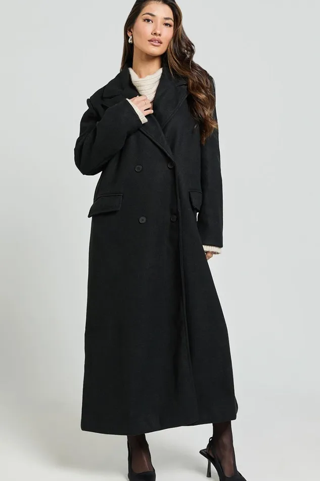 Demi Coat 8211 Long Lined Coat In Black Women Showpo Jackets and Coats
