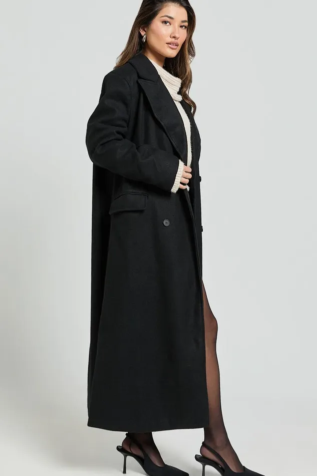 Demi Coat 8211 Long Lined Coat In Black Women Showpo Jackets and Coats