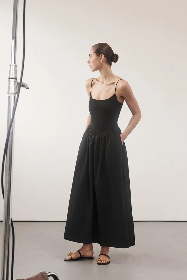 DISSH Event Dresses MILANO BLACK COTTON MIDI DRESS 8211 Women