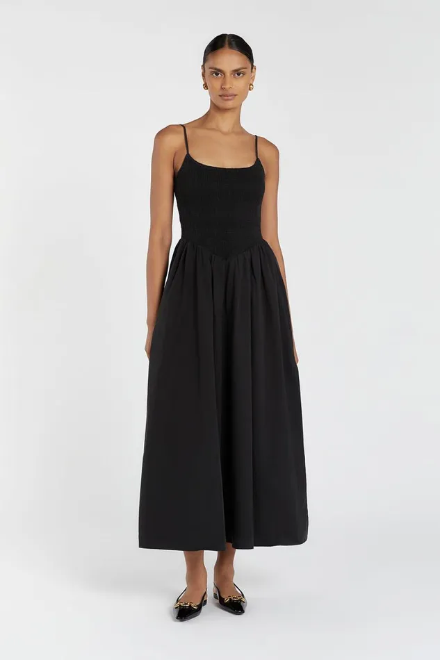 DISSH Event Dresses MILANO BLACK COTTON MIDI DRESS 8211 Women