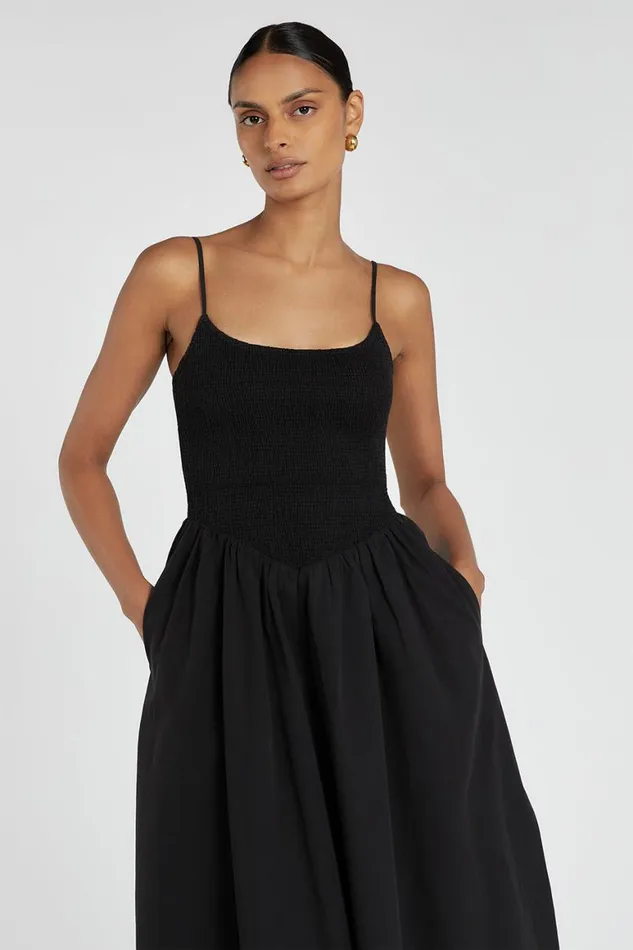 DISSH Event Dresses MILANO BLACK COTTON MIDI DRESS 8211 Women