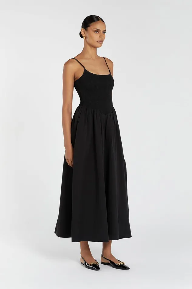DISSH Event Dresses MILANO BLACK COTTON MIDI DRESS 8211 Women
