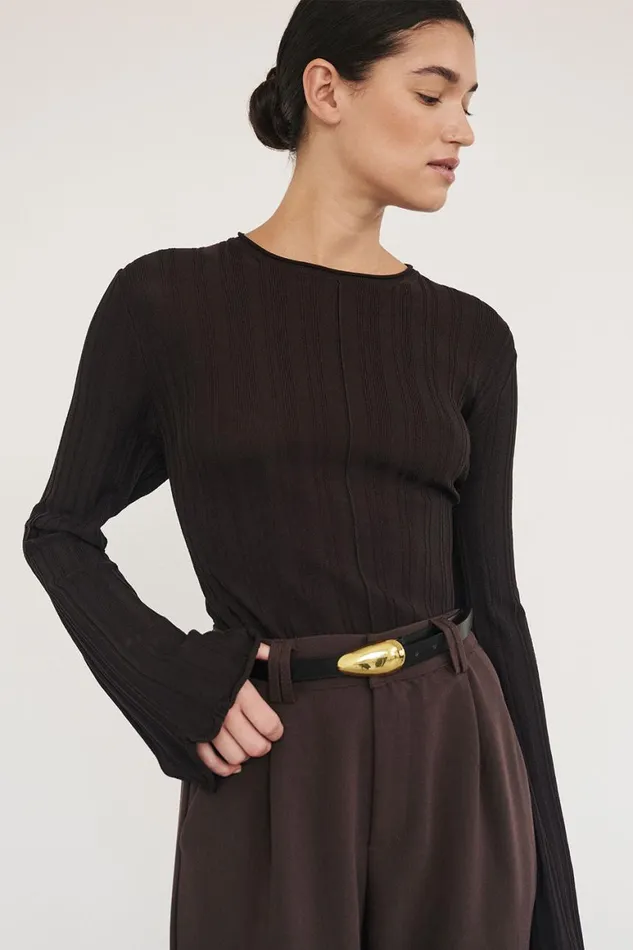 DISSH Knitted SYLVIA BITTER CHOC CREW KNIT TOP 8211 Women