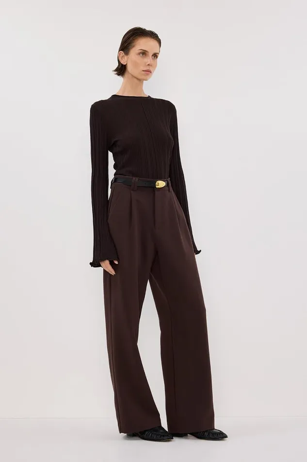 DISSH Knitted SYLVIA BITTER CHOC CREW KNIT TOP 8211 Women