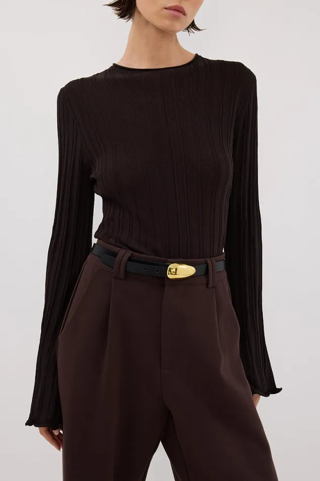 DISSH Knitted SYLVIA BITTER CHOC CREW KNIT TOP 8211 Women