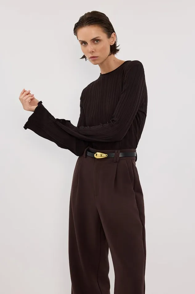 DISSH Knitted SYLVIA BITTER CHOC CREW KNIT TOP 8211 Women