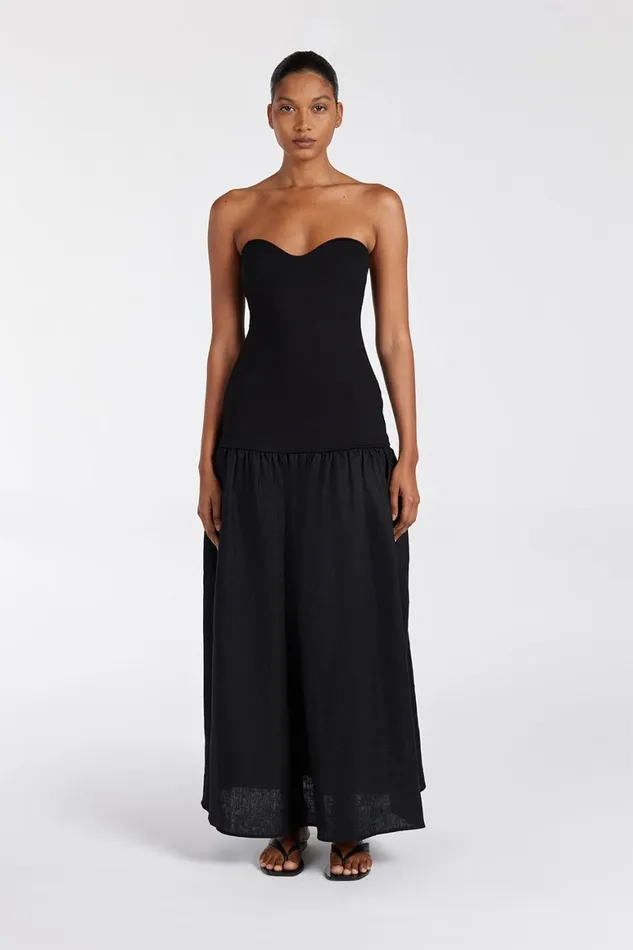 DISSH Midi Dresses ELLISON BLACK STRAPLESS MIDI DRESS 8211 Women