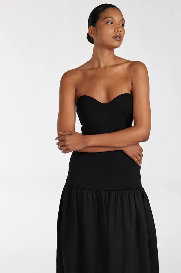 DISSH Midi Dresses ELLISON BLACK STRAPLESS MIDI DRESS 8211 Women