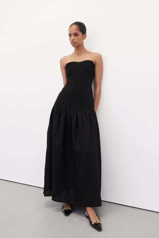 DISSH Midi Dresses ELLISON BLACK STRAPLESS MIDI DRESS 8211 Women