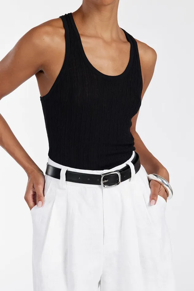 DISSH Tanks ALMA BLACK TEXTURED SCOOP KNIT TANK 8211 Women