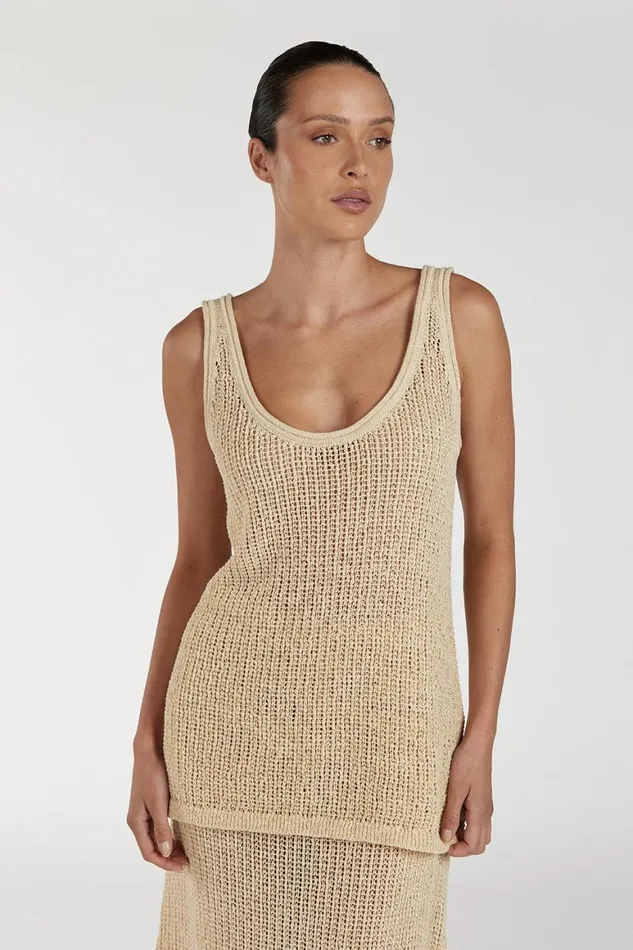 DISSH Tanks MARGOT WHEAT SCOOP CROCHET TANK 8211 Women
