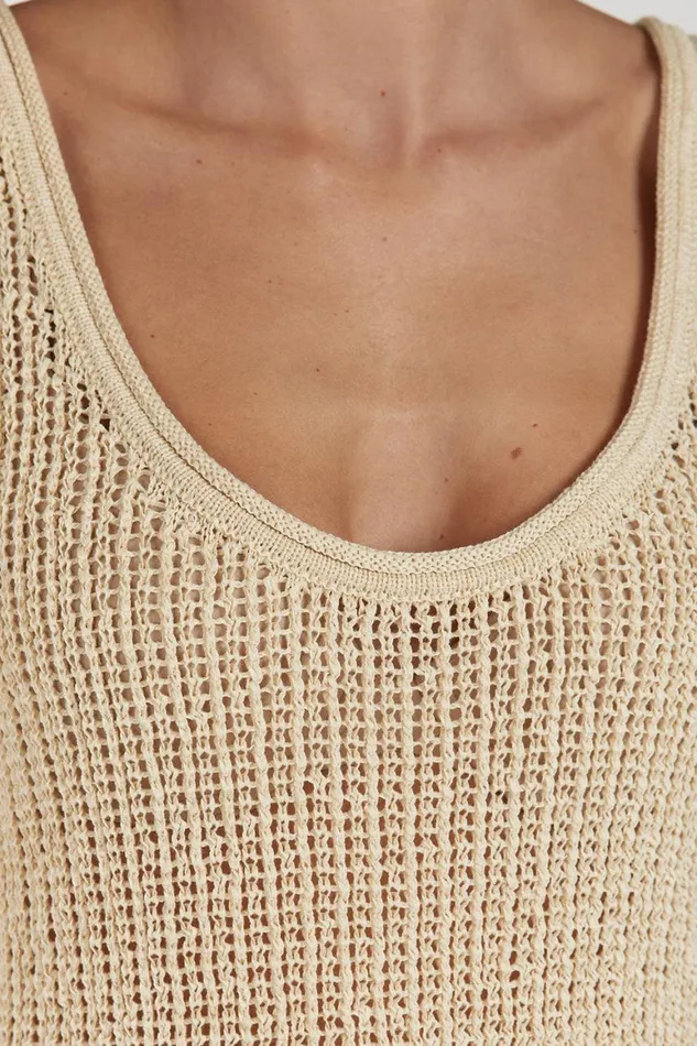DISSH Tanks MARGOT WHEAT SCOOP CROCHET TANK 8211 Women