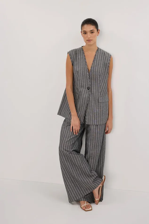 DISSH Vests OLLIE SLATE STRIPE OVERSIZED VEST 8211 Women