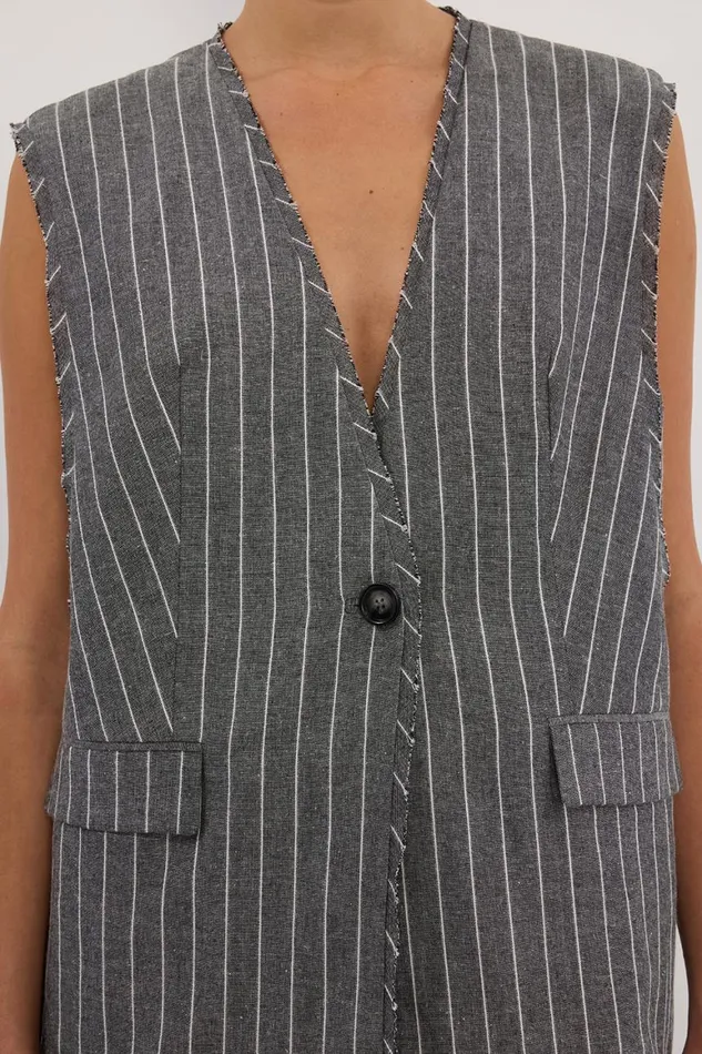 DISSH Vests OLLIE SLATE STRIPE OVERSIZED VEST 8211 Women