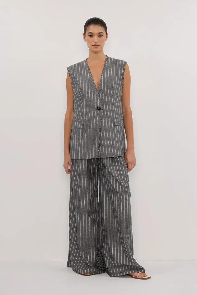 DISSH Vests OLLIE SLATE STRIPE OVERSIZED VEST 8211 Women