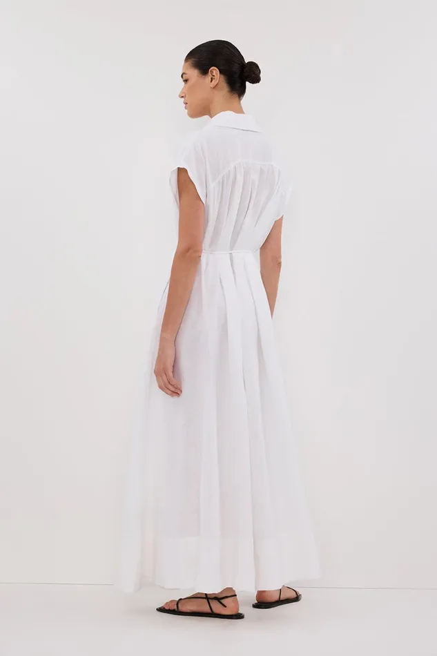 DISSH White Dresses LANA WHITE LINEN MIDI SHIRT DRESS 8211 Women