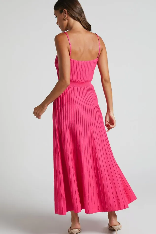 Donissa Midi Dress 8211 Panelled Knit Dress In Hot Pink Women Showpo Dresses